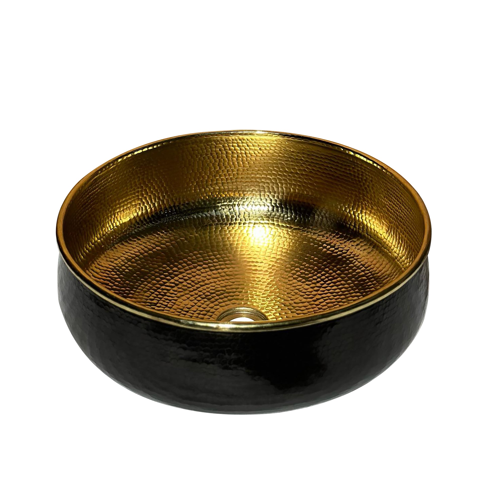 Handcrafted Brass Vessel Sink -Black Round Bathroom Sink Nya - Zayian