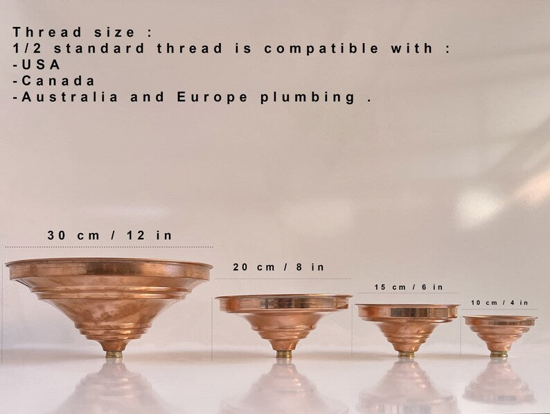 copper shower head sizes