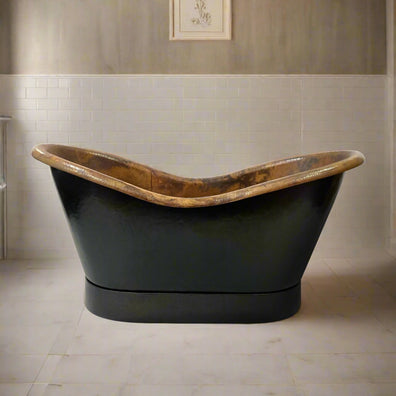 Black Copper Bathtub with Copper Patina Interior Soaking TubBlack Copper Bathtub with Copper Patina Interior Soaking Tub