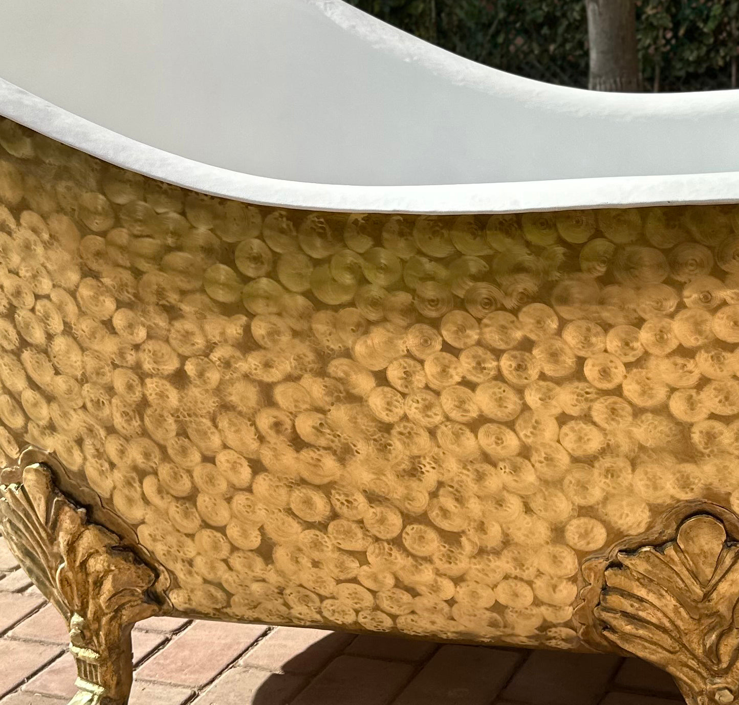 Solid Brass Clawfoot Bathtub With White Interior - Brass Soaking Tub - Zayian