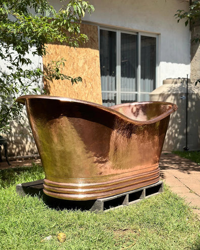 Solid Copper Bathtub - Copper Soaking TubSolid Copper Freestanding Soaking Tub, Polished Interior
