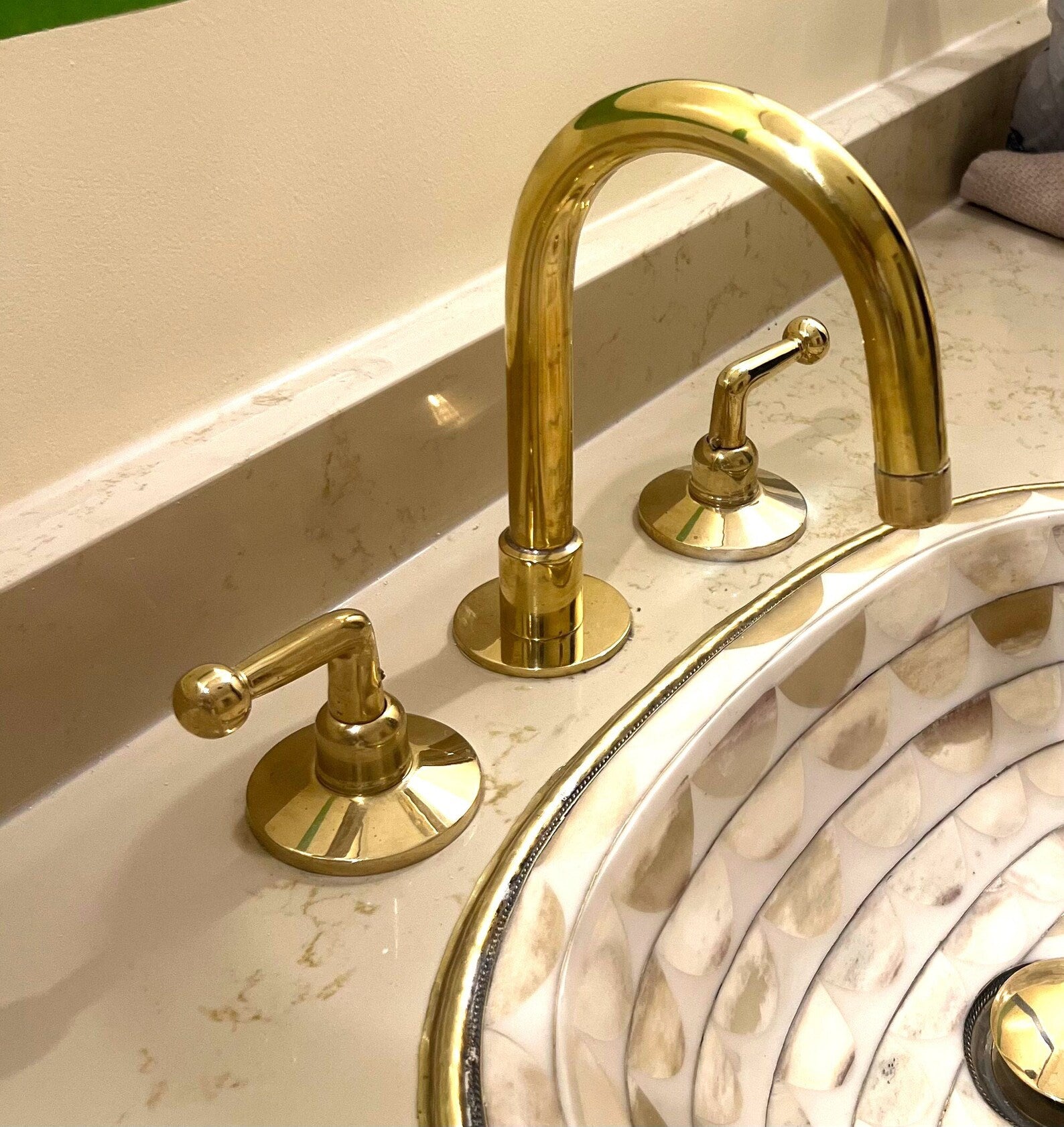 Unlacquered Brass 3 holes Faucet,  Solid Brass Widepspread Tap Zayian
