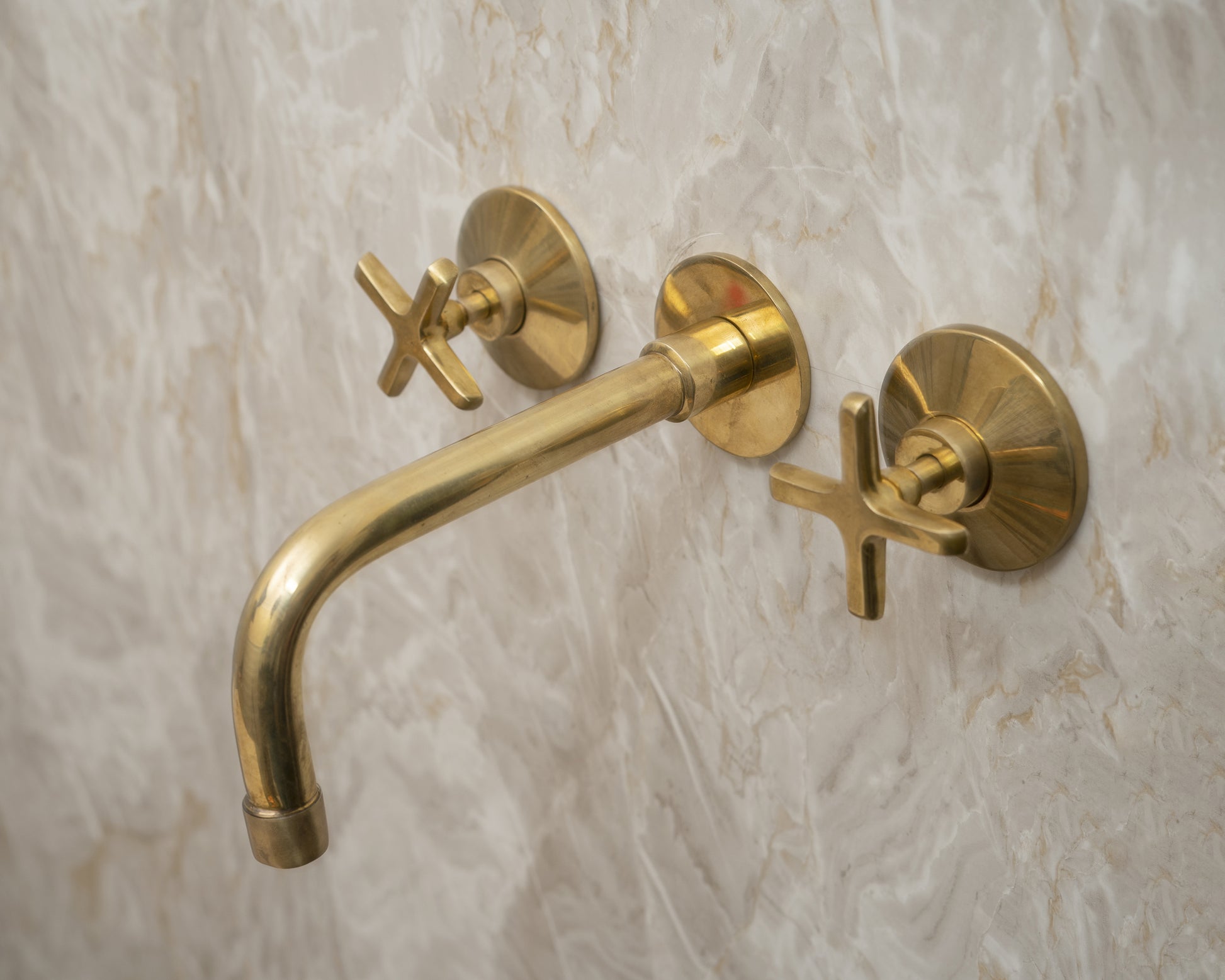 Unlacquered Brass Wall Mounted 3 Hole Bathroom Tub Filler Faucet Zayian