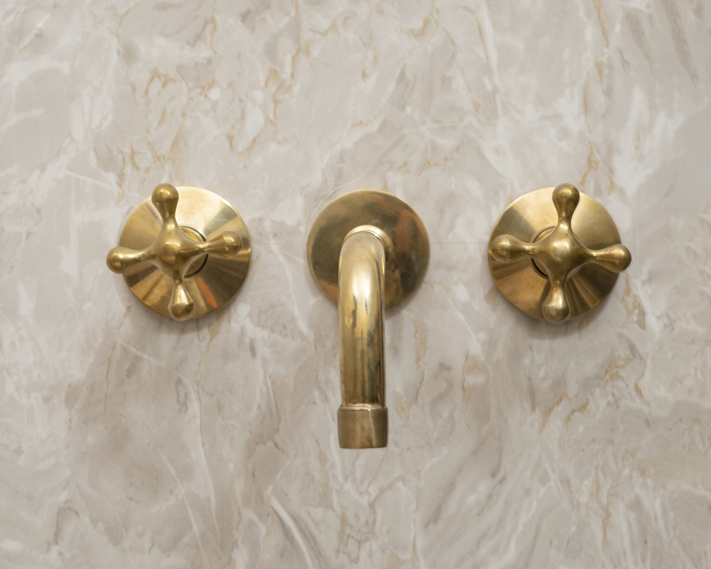 Unlacquered Brass Wall Mounted 3 Hole Bathroom Tub Filler Faucet Zayian