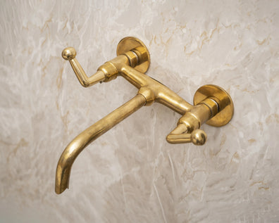 Solid Brass Wall Mounted Tub Filler With Lever handlesSolid Brass Wall Mounted Tub Filler With Lever handles