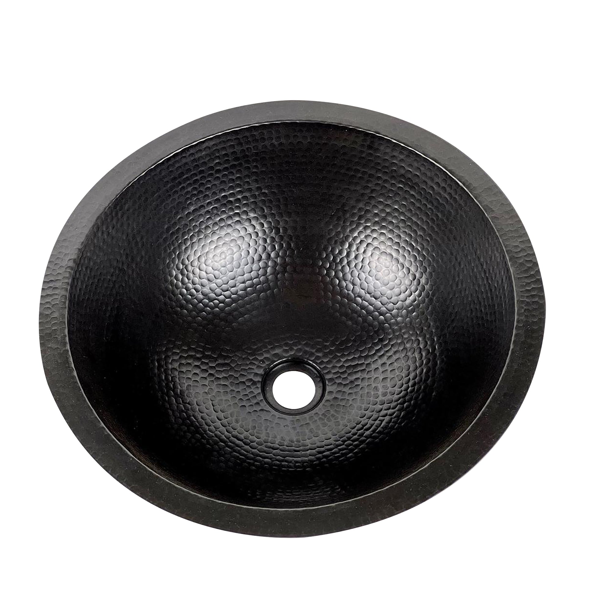 Black Hammered Copper Drop in Sink - Bathroom Round Drop In Sink - MAYA - Zayian