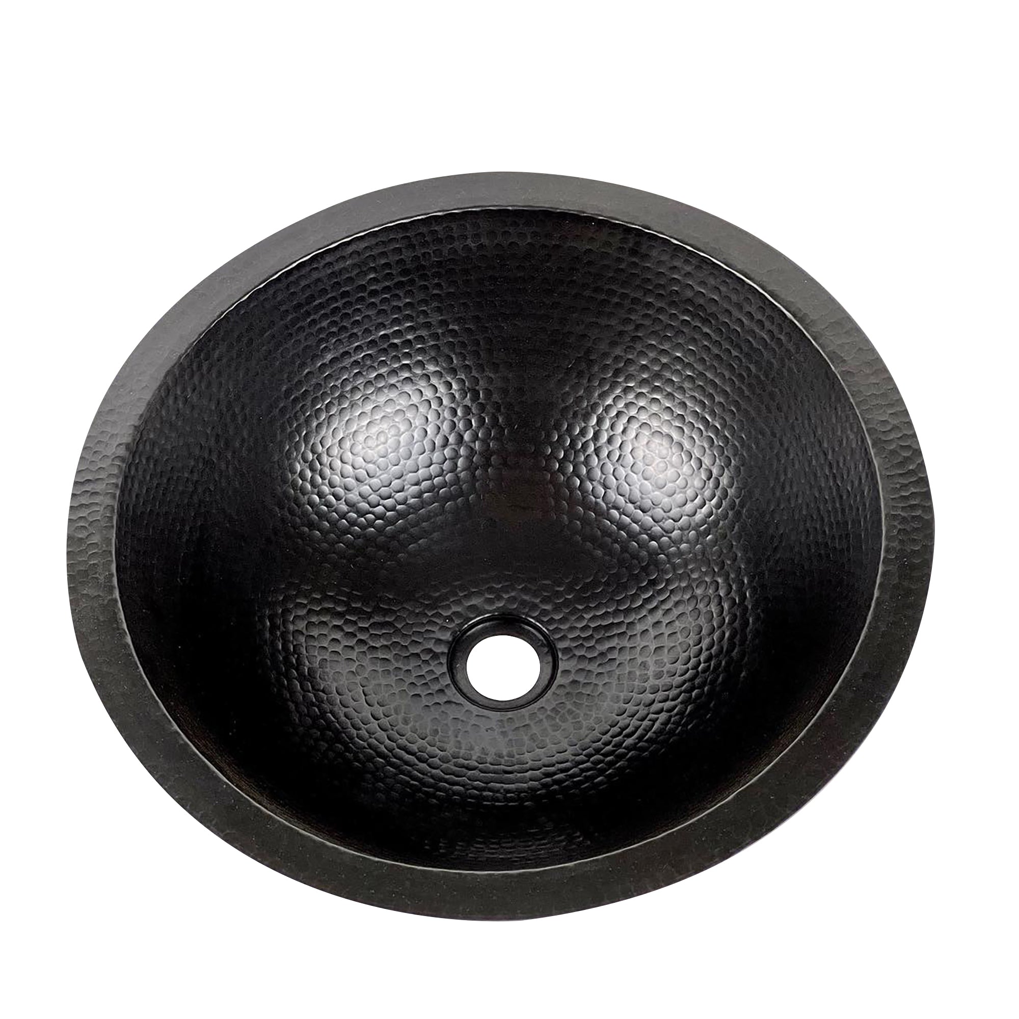 Black Hammered Copper Drop in Sink - Bathroom Round Drop In Sink - MAYA - Zayian
