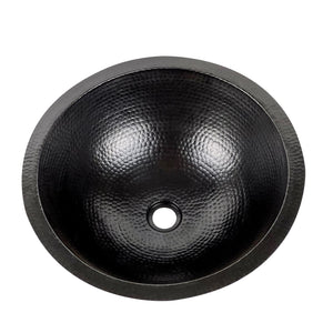 Black Hammered Copper Drop in Sink - Bathroom Round Drop In Sink - MAYA - Zayian