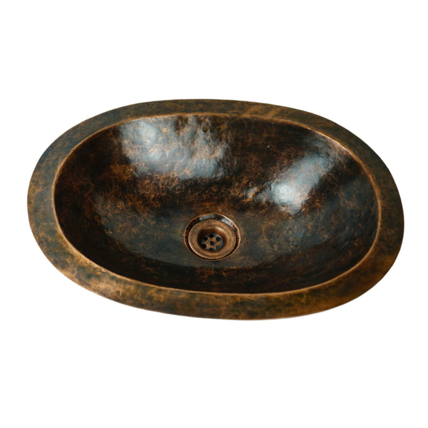 Oil Rubbed Bronze Bathroom Sink, Oval Vintage Handcrafted Drop in Sink  - Zayian