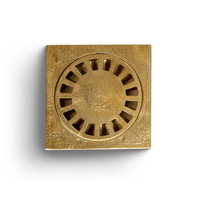 Unlacquered Brass Shower Drain – Square Floor Drain Cover with Removable StrainerUnlacquered Brass Shower Drain – Square Floor Drain with Strainer