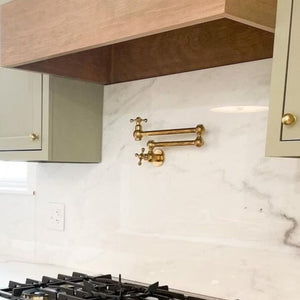 Unlacquered Brass Pot Filler Faucet With Cross Handle Zayian