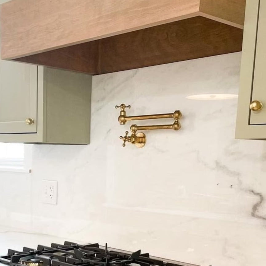 Unlacquered Brass Pot Filler Faucet With Cross Handle Zayian