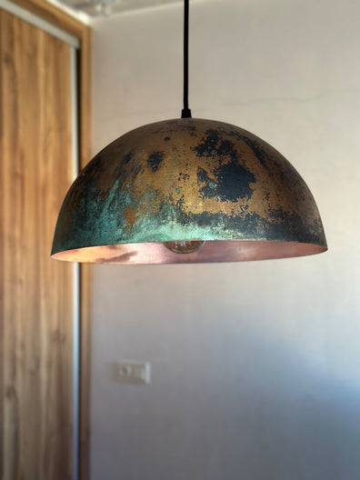 Handcrafted Copper Island Kitchen Lighting, Copper Dome Pendant Light FixtureHandcrafted Copper Island Kitchen Lighting, Copper Dome Pendant Light Fixture