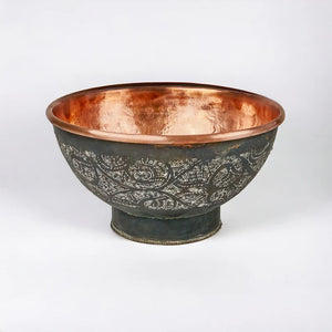 Copper Vessel Sink Bathroom , Black Wash Basin With Copper Faucet - Zayian