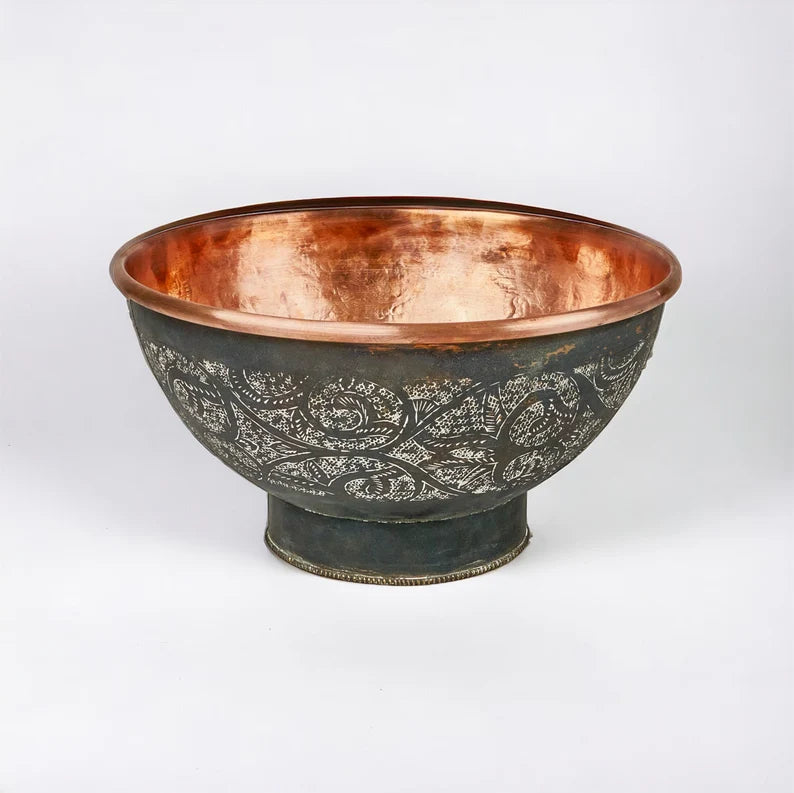 Copper Vessel Sink Bathroom , Black Wash Basin With Copper Faucet - Zayian