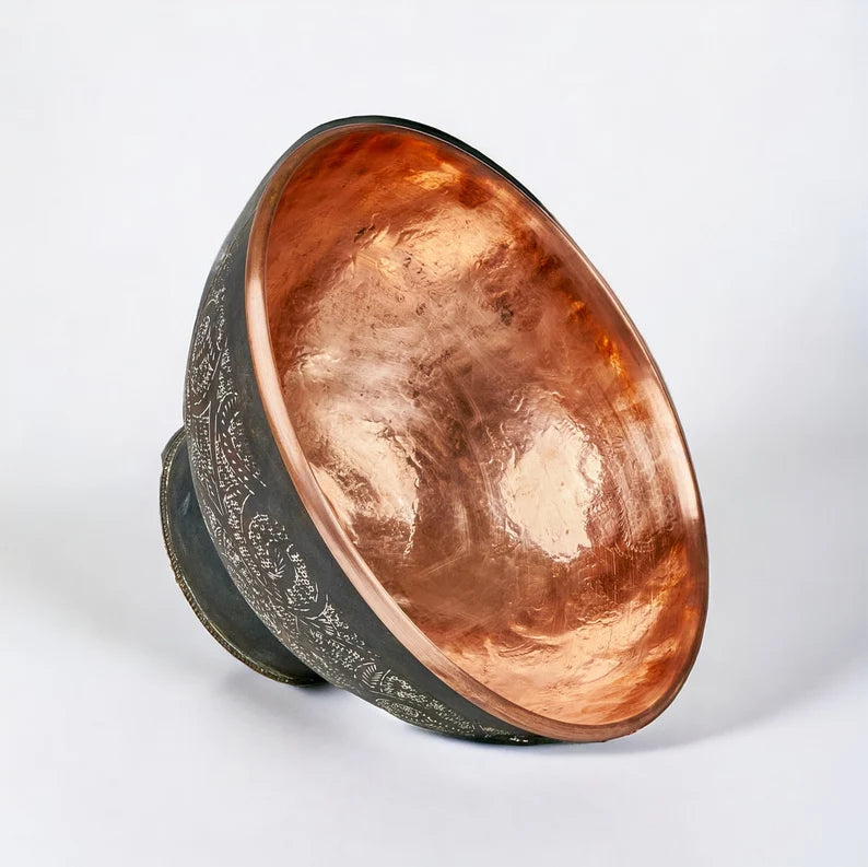 Copper Vessel Sink Bathroom , Black Wash Basin With Copper Faucet - Zayian