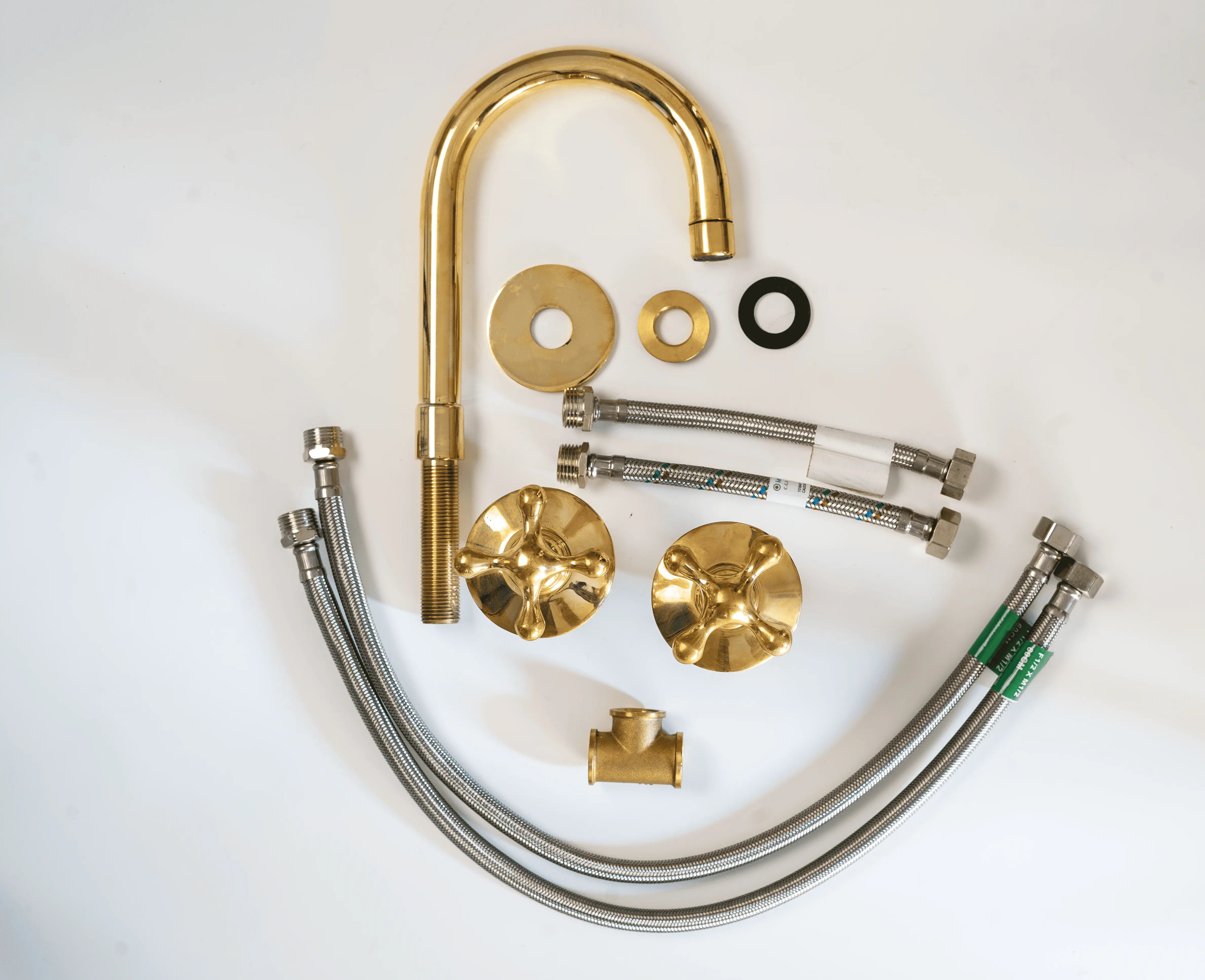 Unlacquered Brass Widespread Bathroom Faucet with Cross Handles