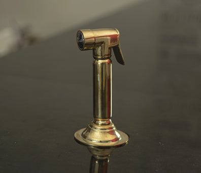 Unlacquered Brass Sink Side SprayerUnlacquered Brass Sink Side Sprayer | Timeless Kitchen Upgrade