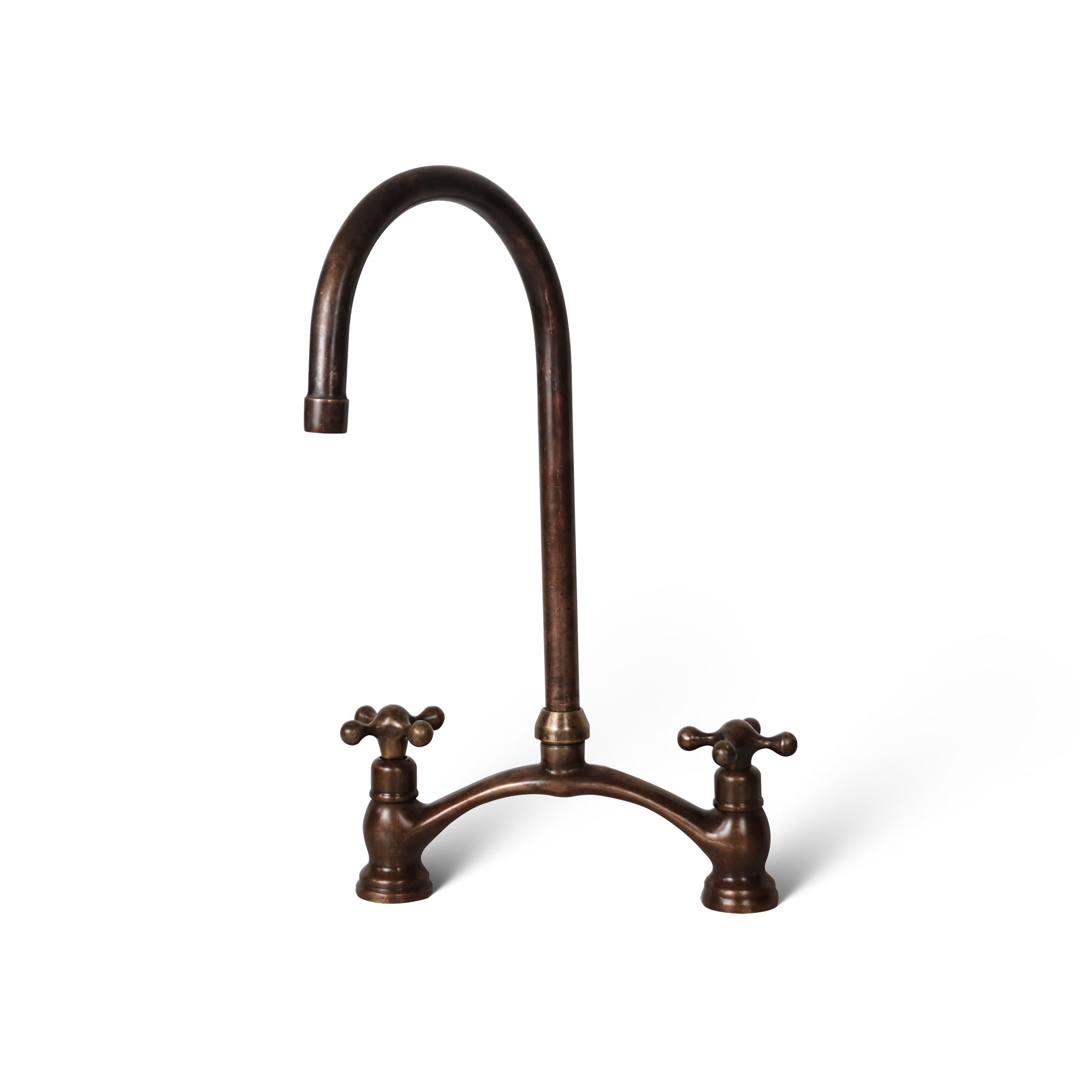 Oil Rubbed Bronze Two Handle Kitchen Faucet, Unlacquered Brass faucet for Kitchen Sink Farmhouse in different finishes - Zayian