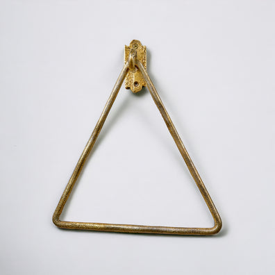 Handcrafted Brass Triangle Towel Ring – Wall Mounted Unlacquered Bathroom HolderHandmade Brass Triangle Towel Holder – Unlacquered Wall Mount 