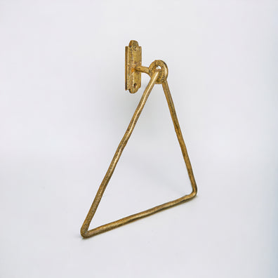 Handcrafted Brass Triangle Towel Ring – Wall Mounted Unlacquered Bathroom HolderHandmade Brass Triangle Towel Holder – Unlacquered Wall Mount 