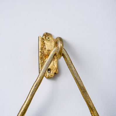 Handcrafted Brass Triangle Towel Ring – Wall Mounted Unlacquered Bathroom HolderHandmade Brass Triangle Towel Holder – Unlacquered Wall Mount 