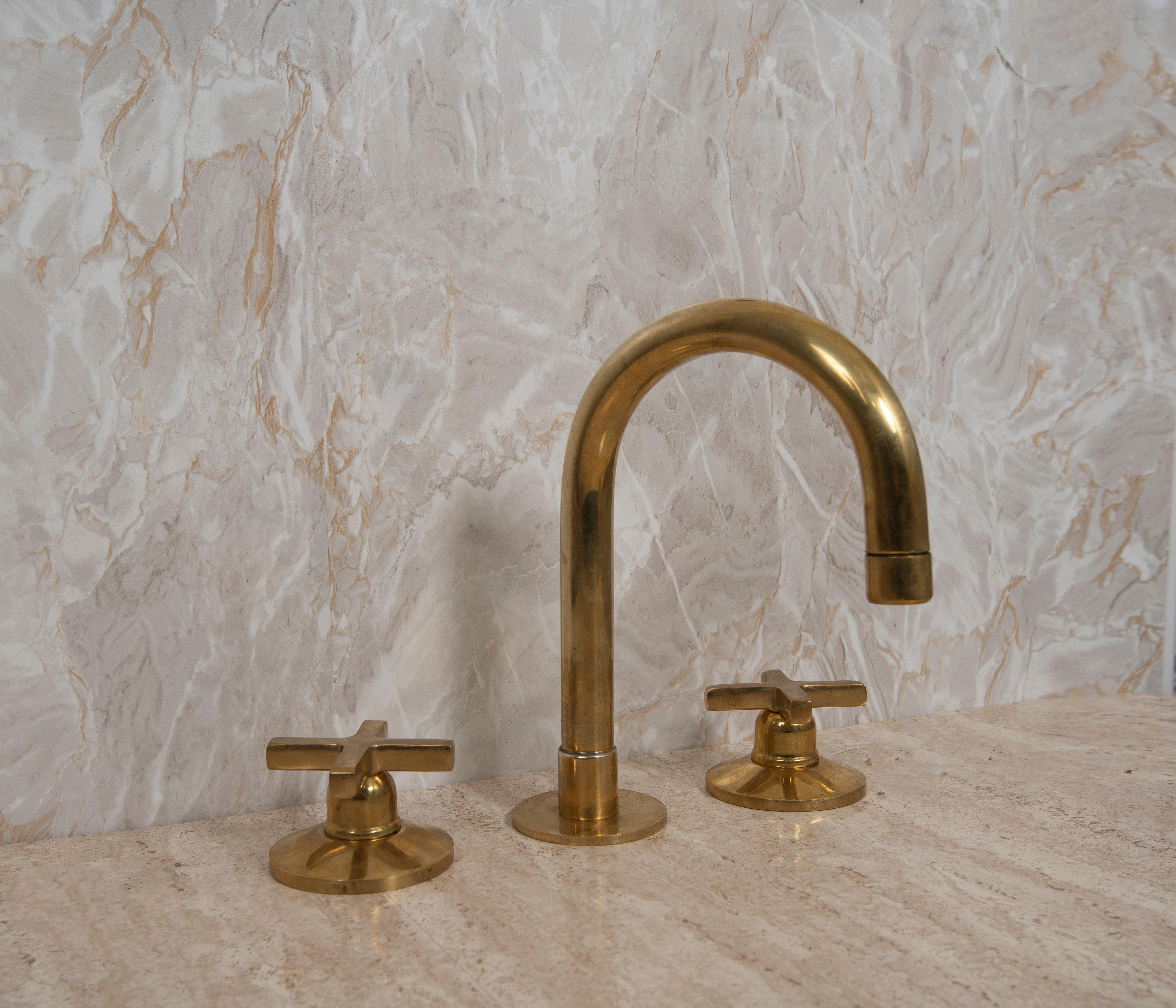 Widespread Unlacquered Brass Bathroom Faucet 3 Holes Zayian