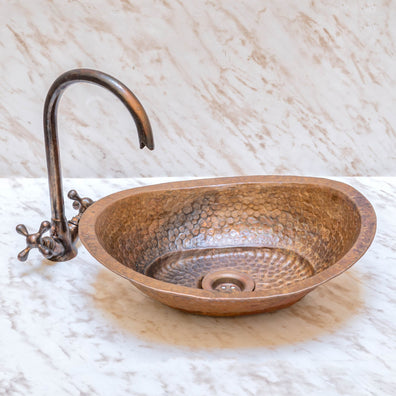 Hand-Hammered Copper Vessel Sink - Rustic Bathroom WashbasinHand-Hammered Copper Vessel Sink - Rustic Bathroom Washbasin