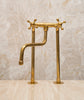Load image into Gallery viewer, Unlacquered Brass Kitchen Bridge Faucet with Sprayer Zayian