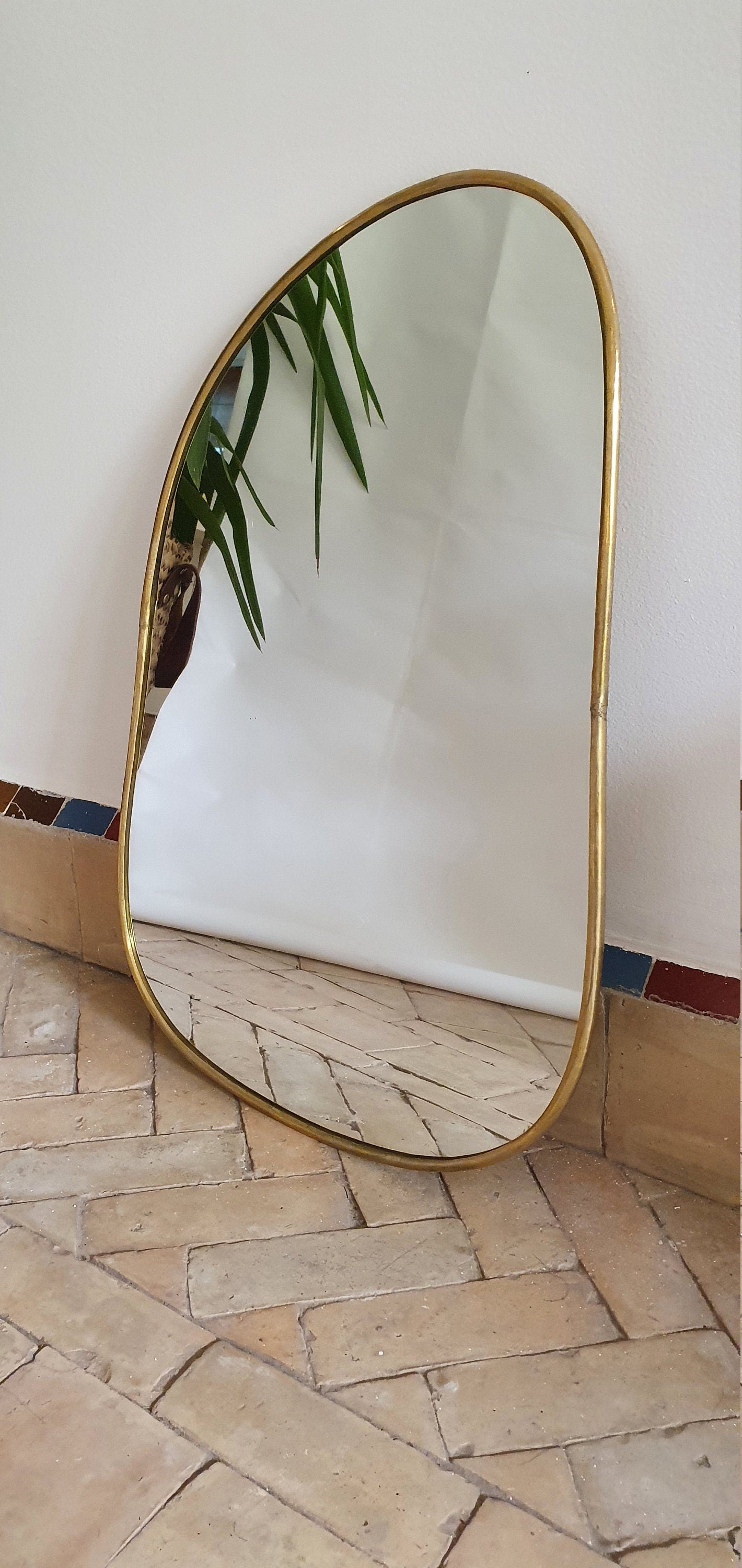 Handcrafted Unlacquered Brass Mirror | Unique Home Decor | Wall Hanging Vanity Mirror - Zayian