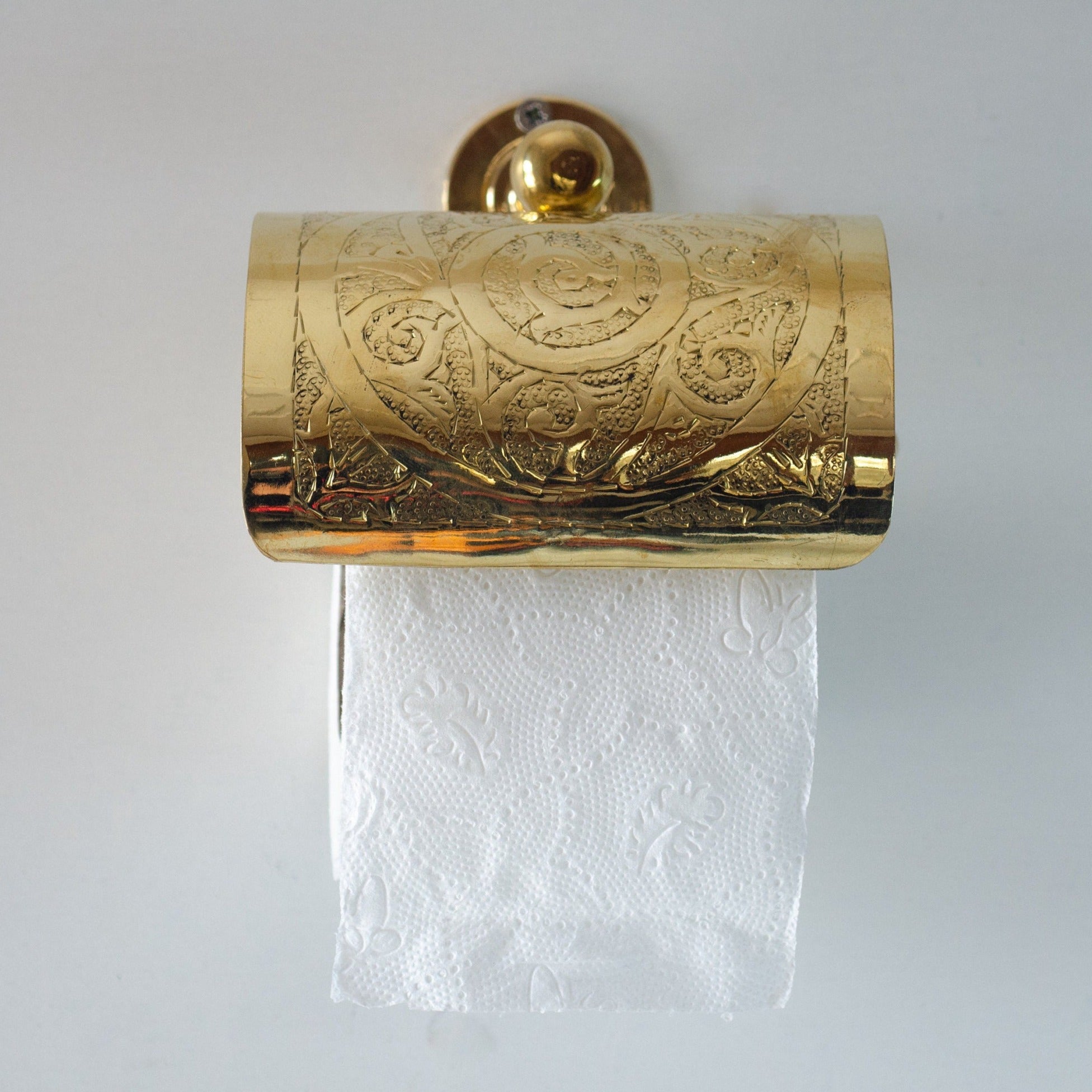 Solid Brass Toilet Paper Holder, Handcrafted Powder Room Roll Holder Zayian
