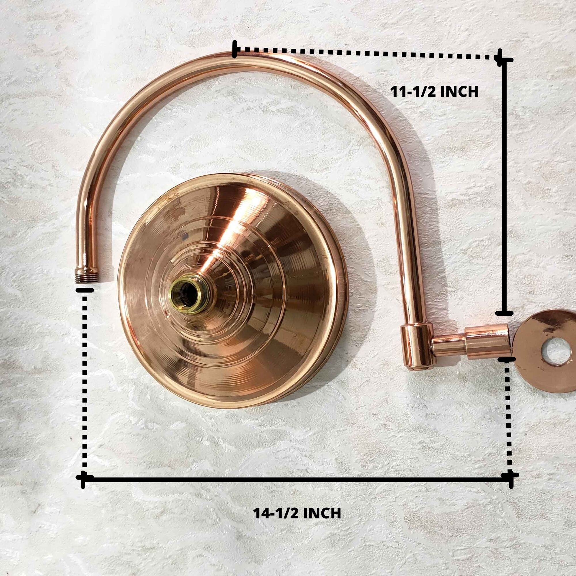 Round Shower Head In Real Copper, Unlacquered Cooper Outdoor and Indoor showerhead Zayian