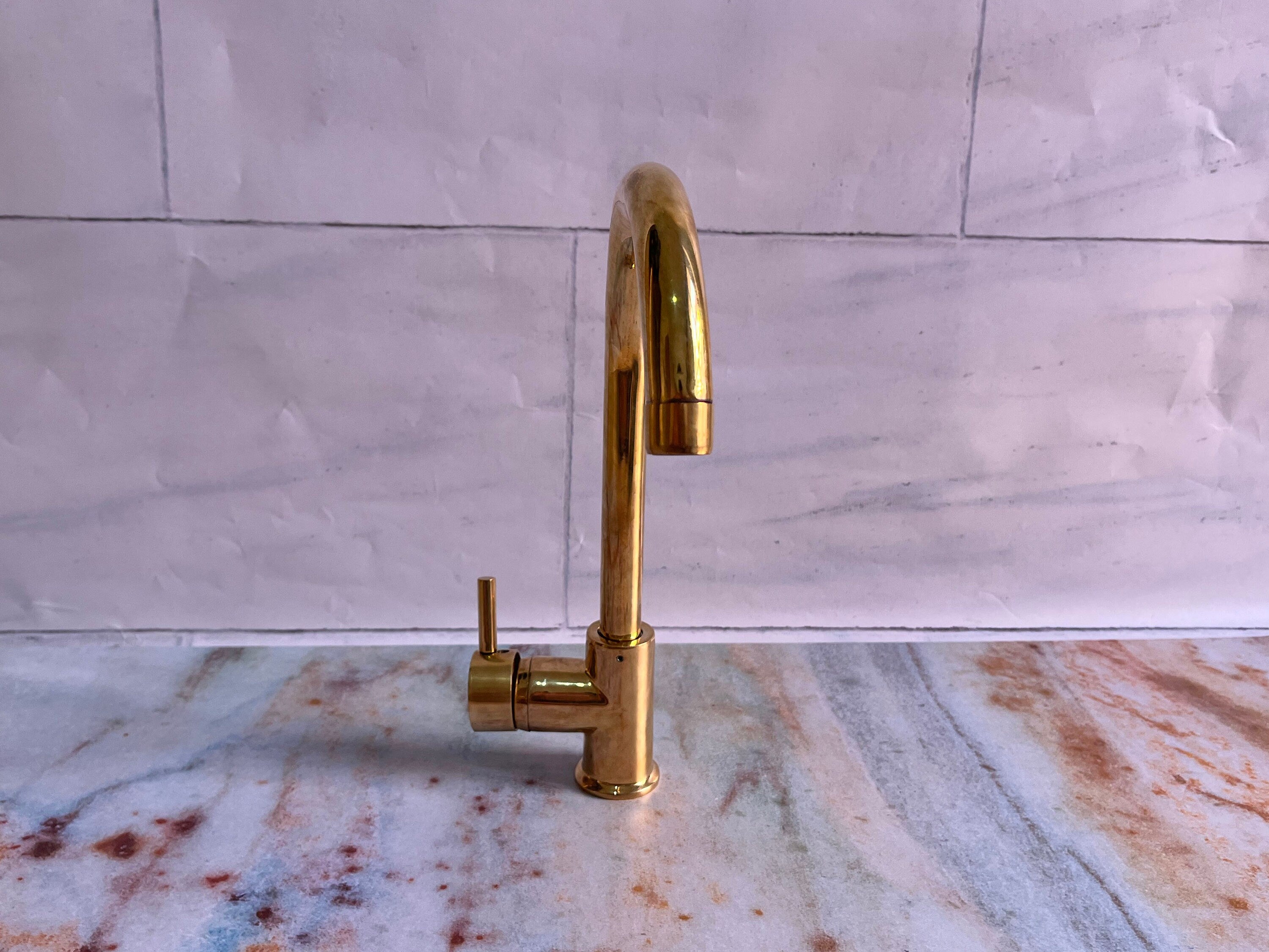 Unlacquered Brass Single hole Kitchen Faucet Zayian