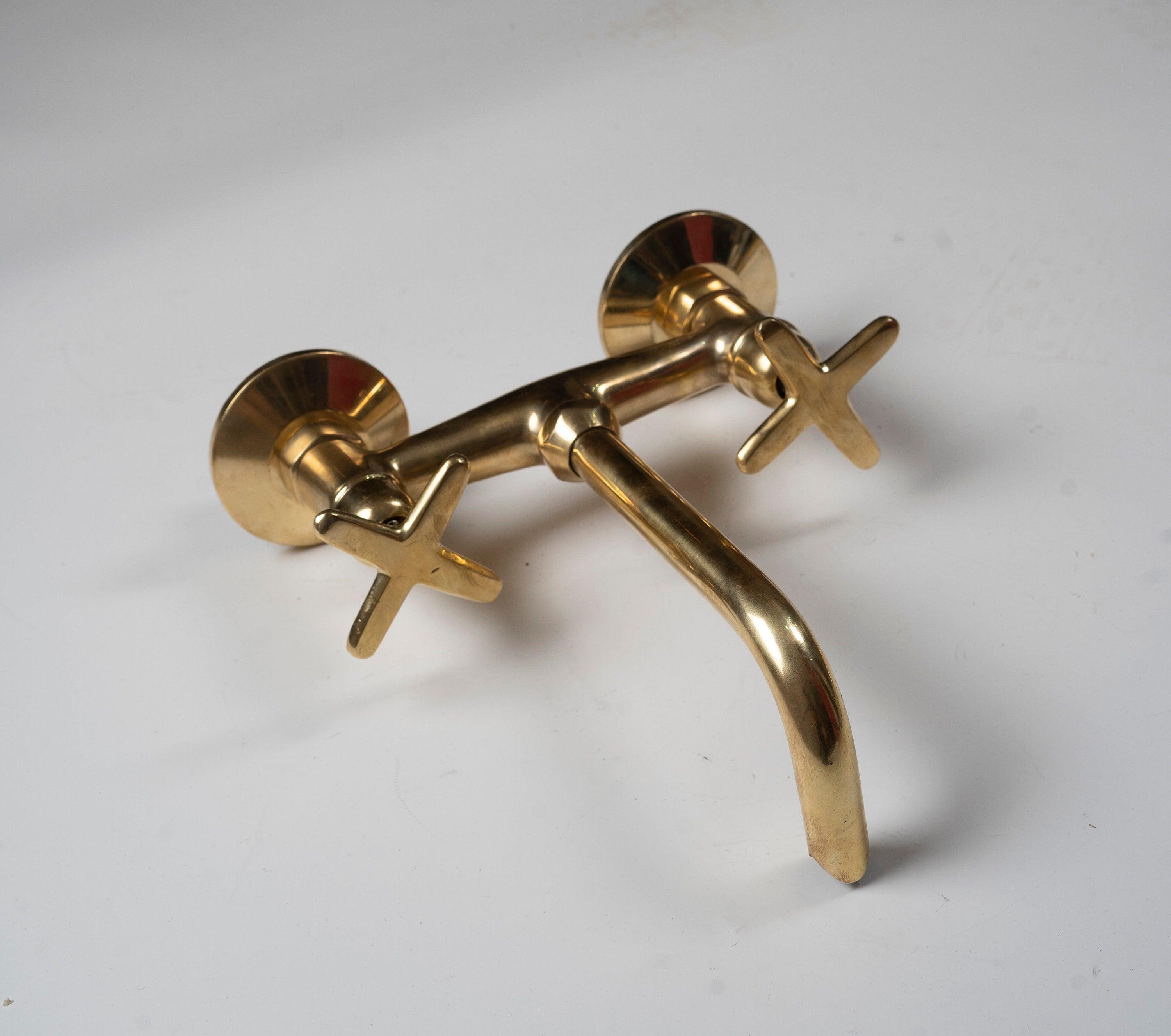 Unlacquered Brass Bathroom Tub Wall Mounted Faucet Zayian