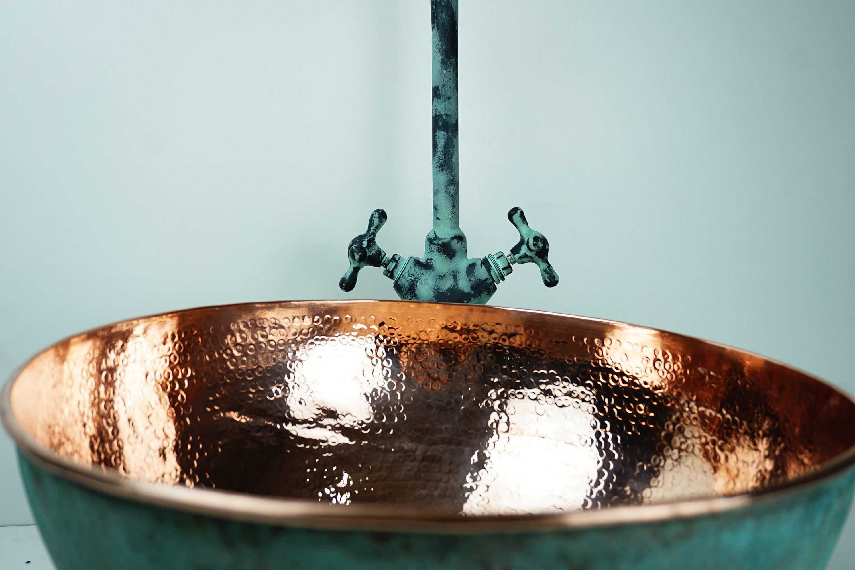 Oxidized Brass Gooseneck Bathroom Faucet with Luxurious Patina Zayian
