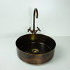 Rustic Brass round Vessel sink with Oil rubbed bronze Faucet Zayian