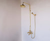 Indlæs billede i gallerifremviser, Unlacquered Brass Exposed shower system with tub spout and Handheld Shower and Rain Shower Head - Zayian