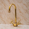 Unlacquered Brass Single Hole Gooseneck Bathroom Faucet Zayian