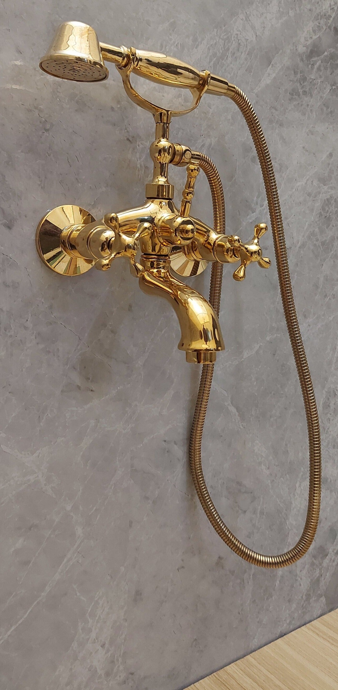 Wall Mounted Tub Faucet - Antique Brass Finish Zayian 