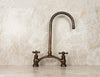 Oil Rubbed Bronze Two Handle Kitchen Faucet, Unlacquered Brass faucet for Kitchen Sink Farmhouse in different finishes - Zayian