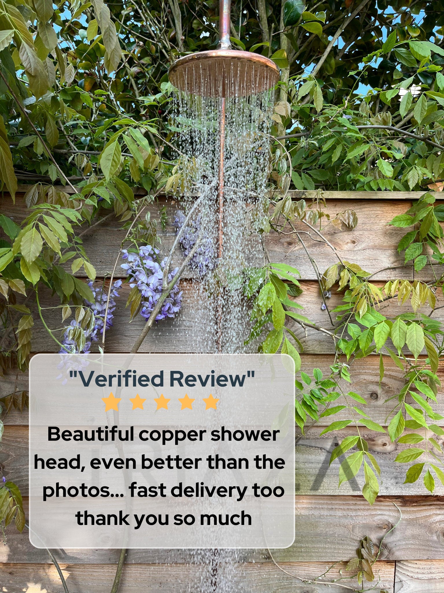 Copper Outdoor Shower - Natural Copper Rain Showerhead - Handcrafted Garden Fixture - Zayian