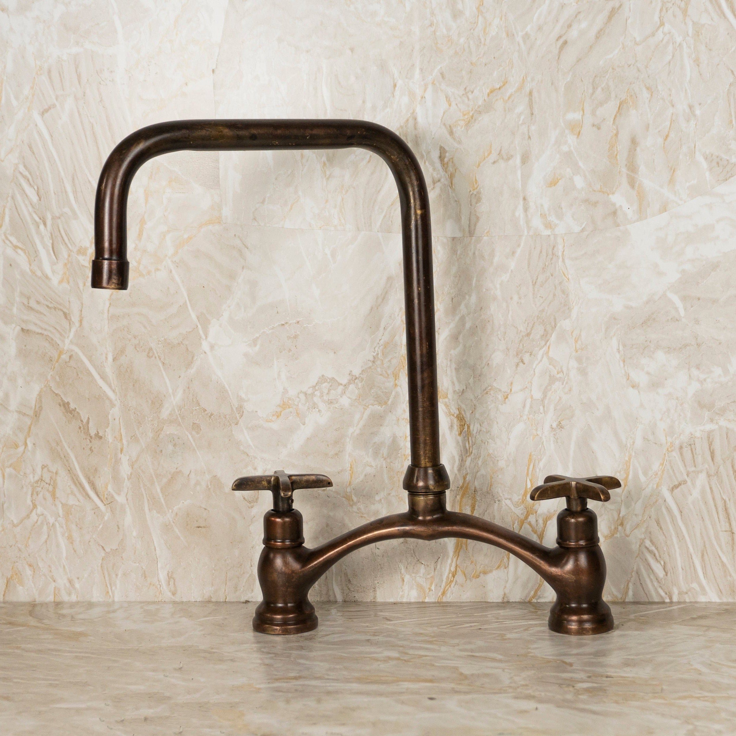 Bronze Bridge Kitchen Faucet - Vintage Copper Faucet for Farmhouse Sink - Magical Elegance