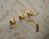 Unlacquered Brass Wall Mount Bathroom Faucet with Lever Handles