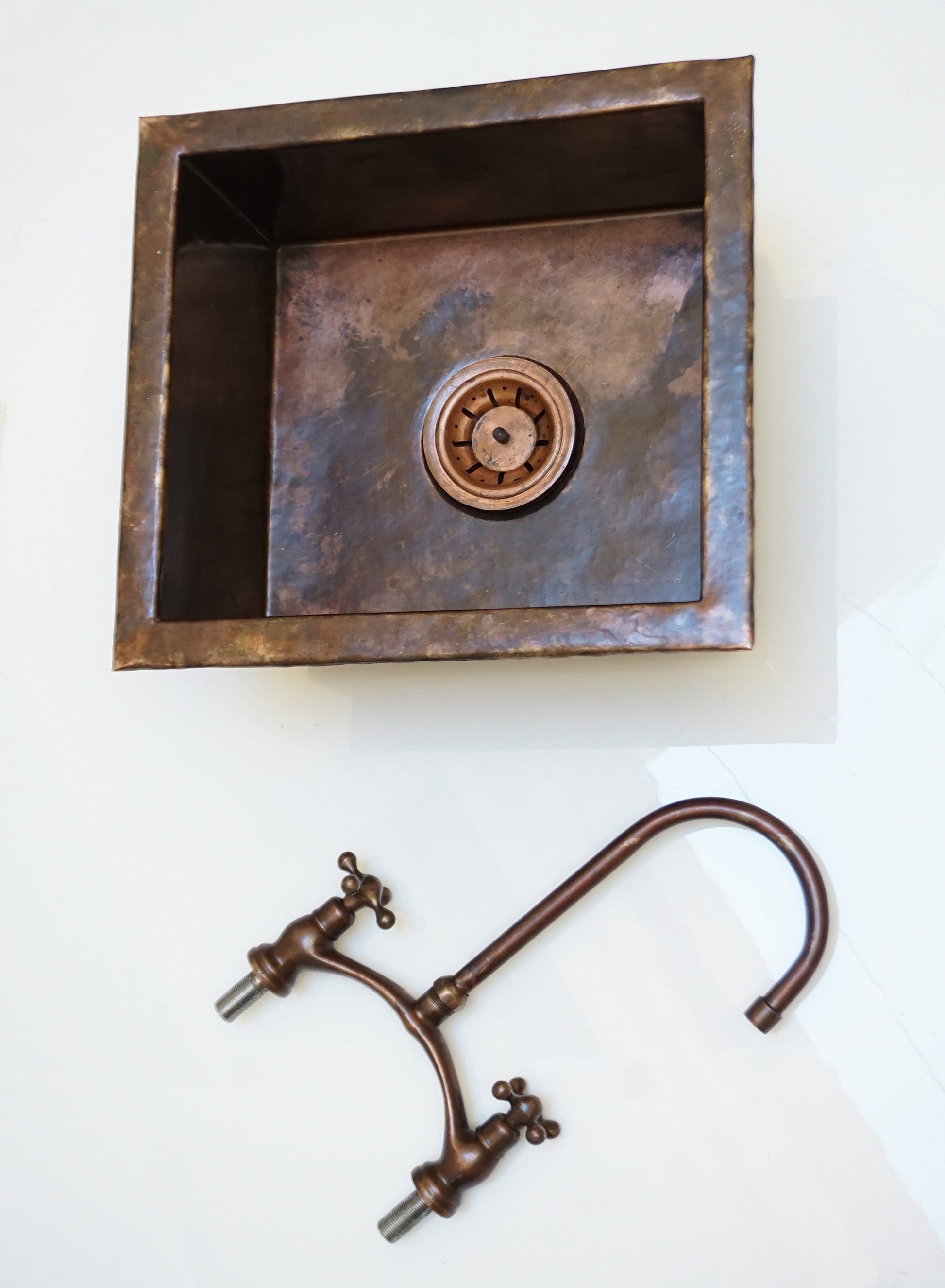 Undermount Aged Copper Kitchen Bar Sink Various Sizes - Zayian