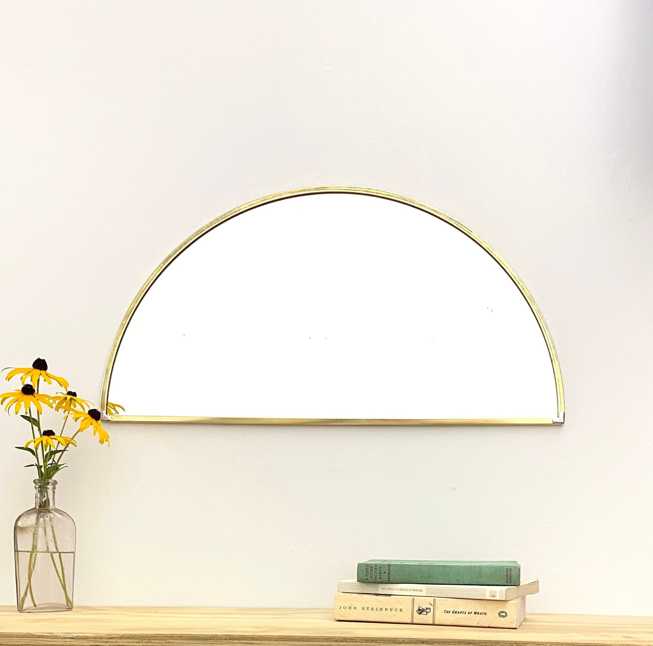 Half Moon Wall Mirror - Brass Border Zayian 