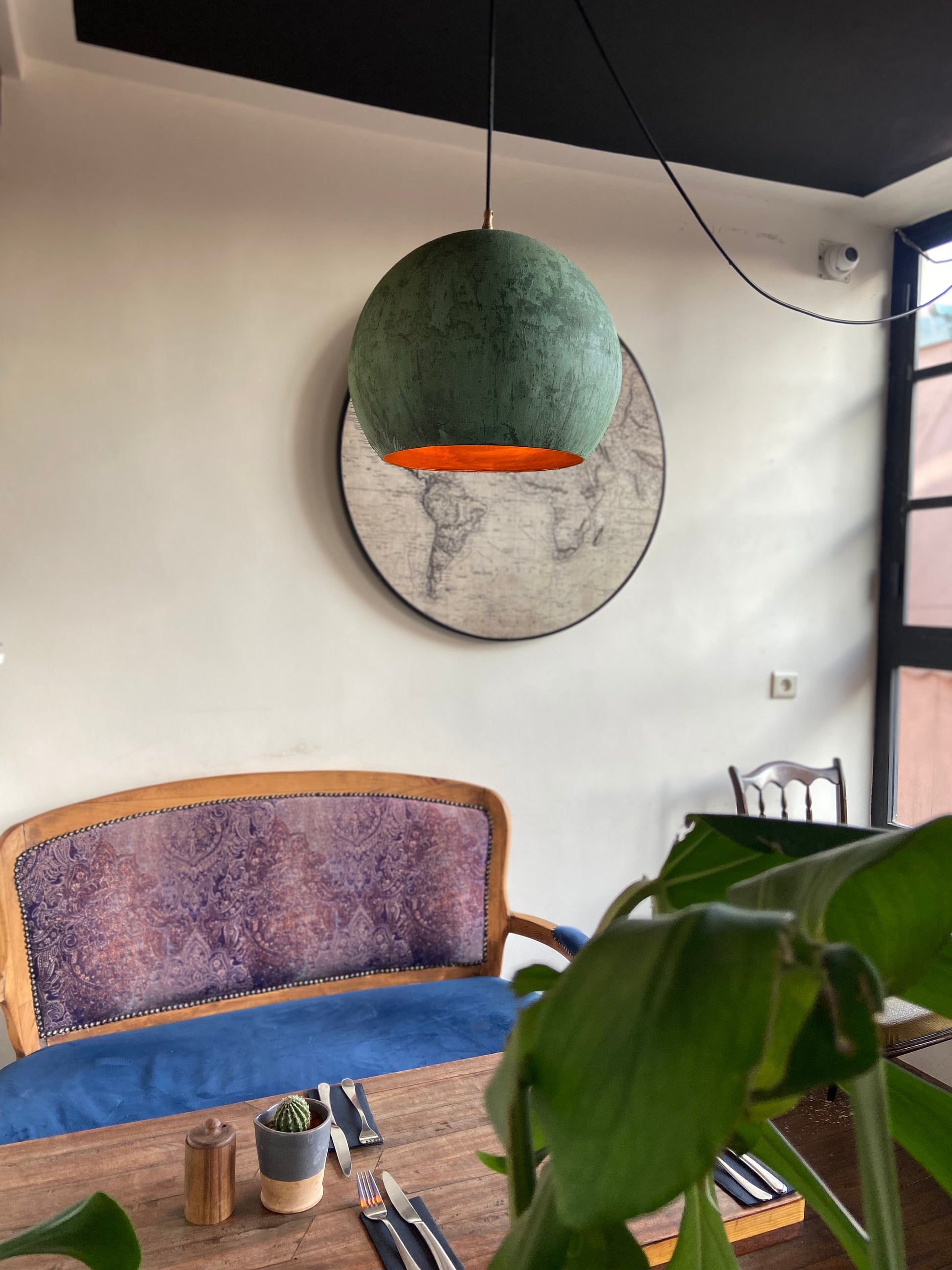 Oxidized Copper Rustic Pendant Light Zayian