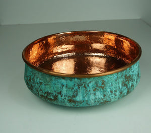 Verdigris Patina Hammered Copper Top Mount Bathroom Vessel Sink Vanity Zayian