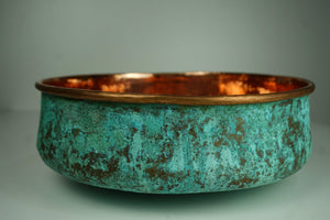 Verdigris Patina Hammered Copper Top Mount Bathroom Vessel Sink Vanity Zayian