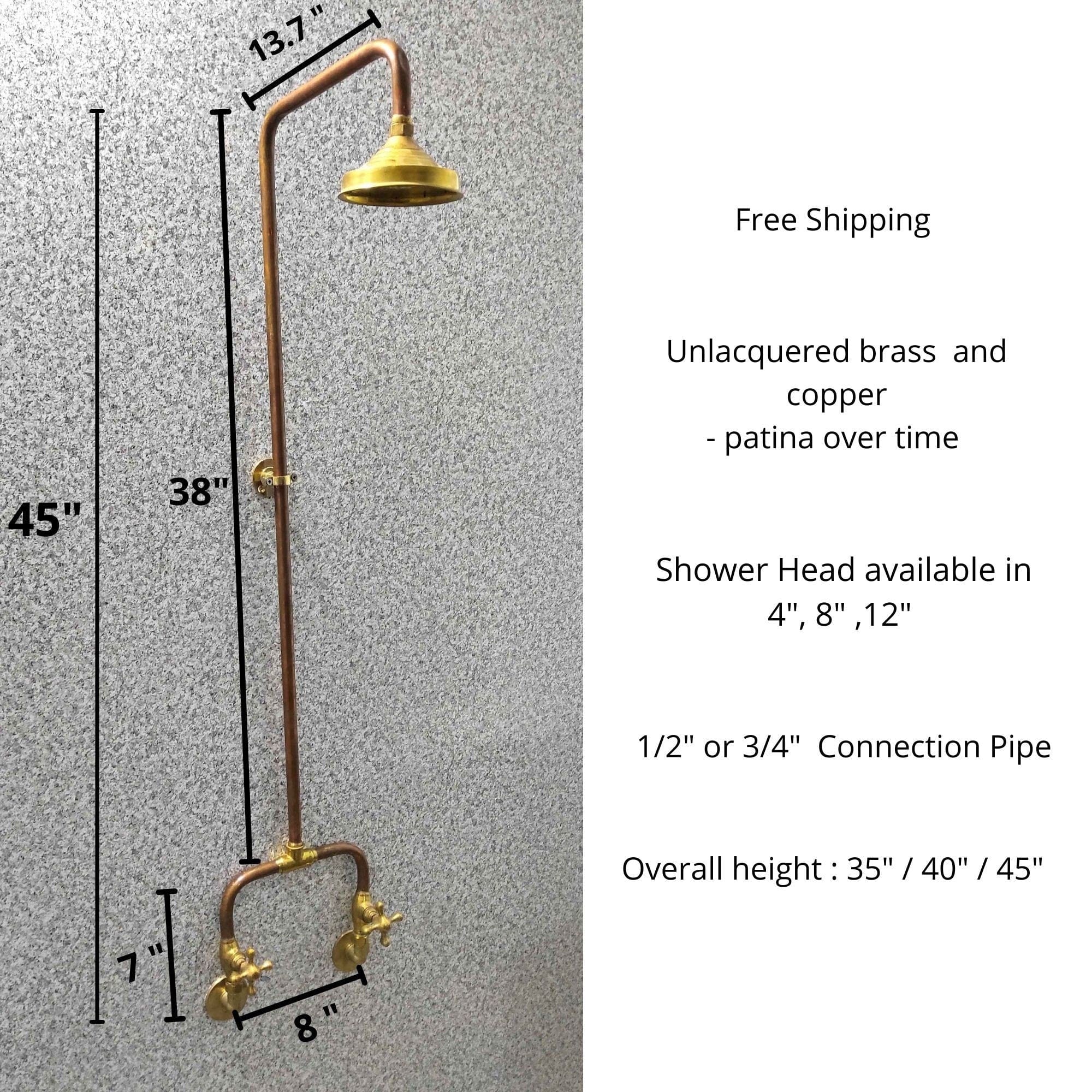 Solid Copper shower,  shower in Unlacquered Brass and Solid Copper Zayian