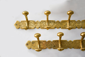 Rustic Unlacquered Brass Wall Hangers